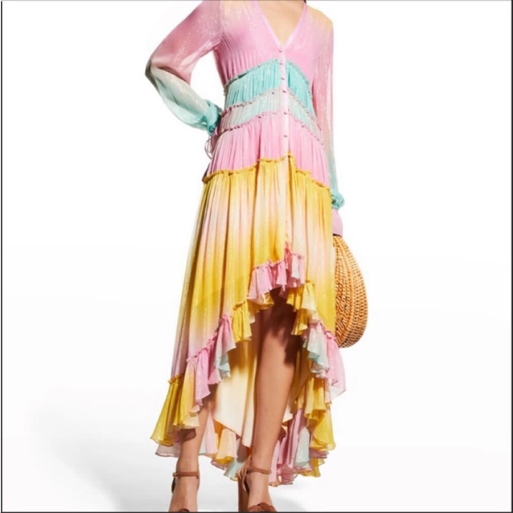 ROCOCO SAND Maxi Dress Summer Sequin Pastel High-Low - Picture 4 of 7